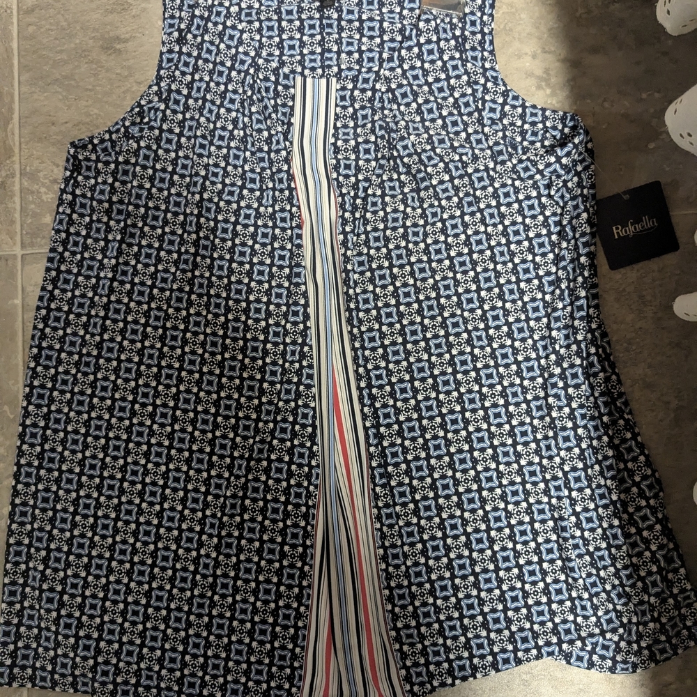 Rafaella Blue Patterned Sleeveless Top